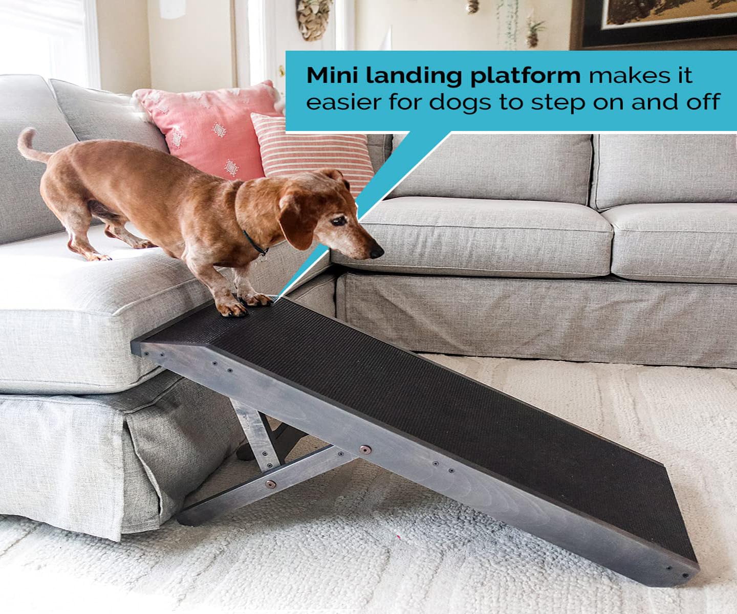 Dog Ramp For Bed Small Dog & Large Dogs - 24 H Folding Dachshund Ramp Hardwood Pet Ramp For Couch With Platform Top Anti-Slip Surface - 47 L Dog Ramps For Medium Dogs & Old Cats