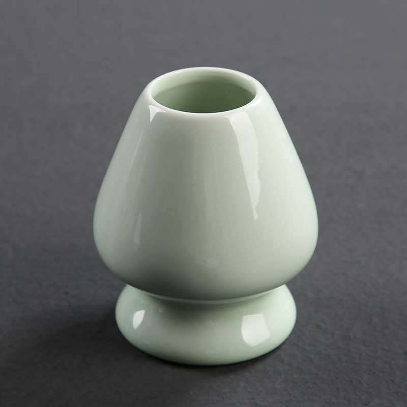 Celadon ceramic whisk holder (kusenaoshi)