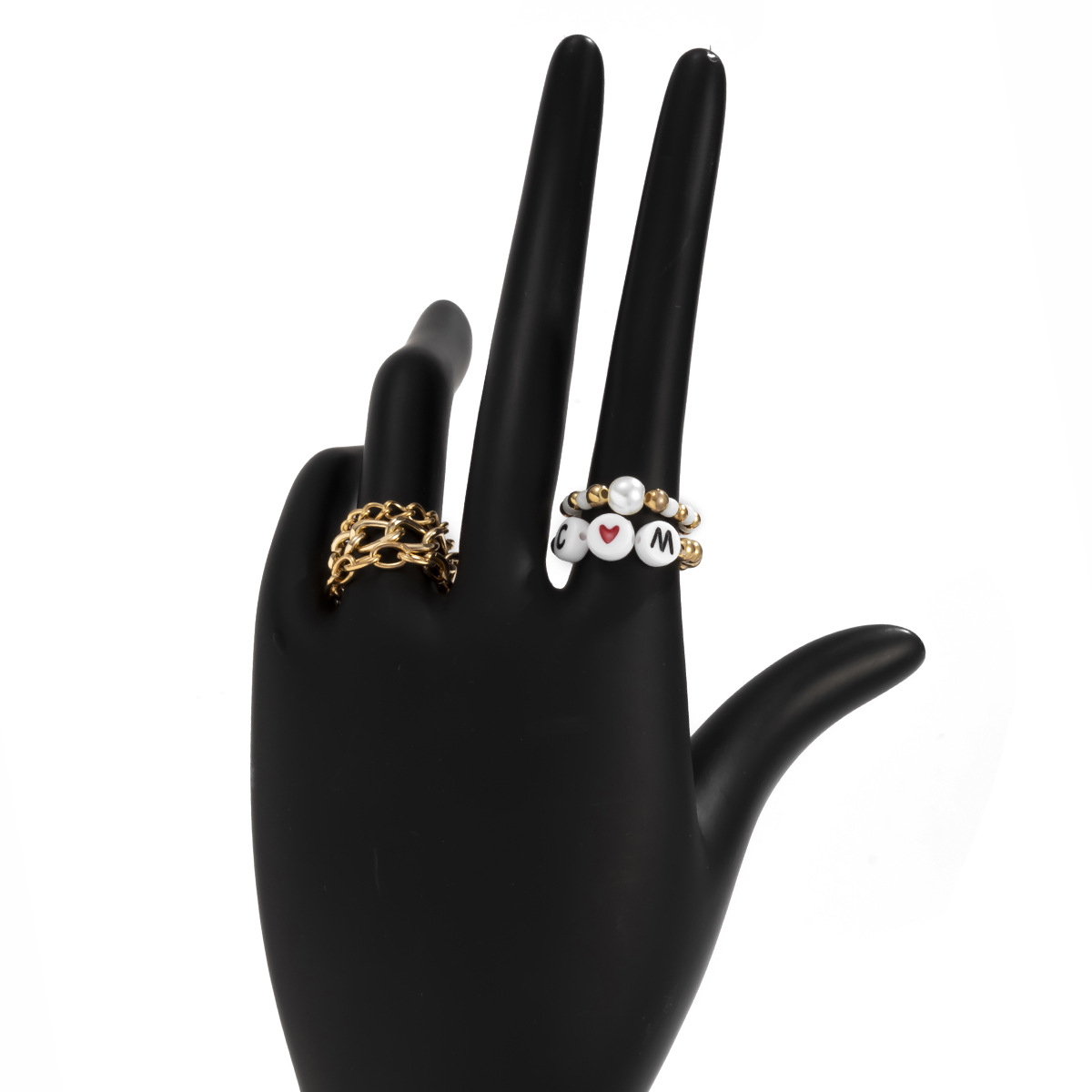 Creative Chain Hollow Rice Bead Set Ring