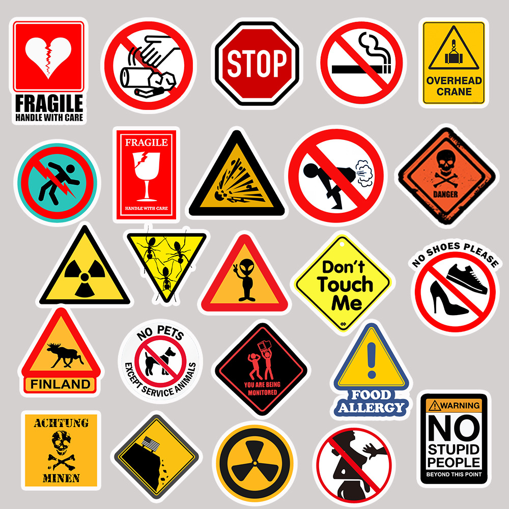 Warning Warning Sign Stickers Cross Border Amazon - Image 5