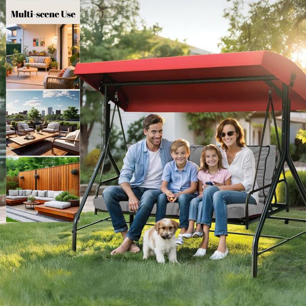 Outdoor Swing Cushions 55 Inch,Waterproof 4in Thick Porch Swing Cushion Replacement With Backrest And Ties,Comfortable 2-3 Seat Pation Swing Pad For Backyard,Garden,Lawn,Outdoor Furniture Light Grey — foto 6