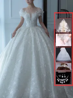 Off Shoulder French Main Wedding Dress - Style3 - View 1