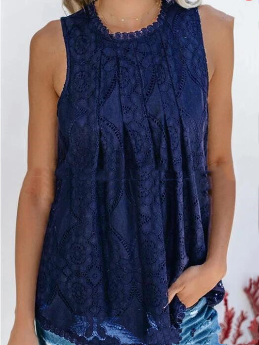 Fashion Lace Stitching Solid Color Vest