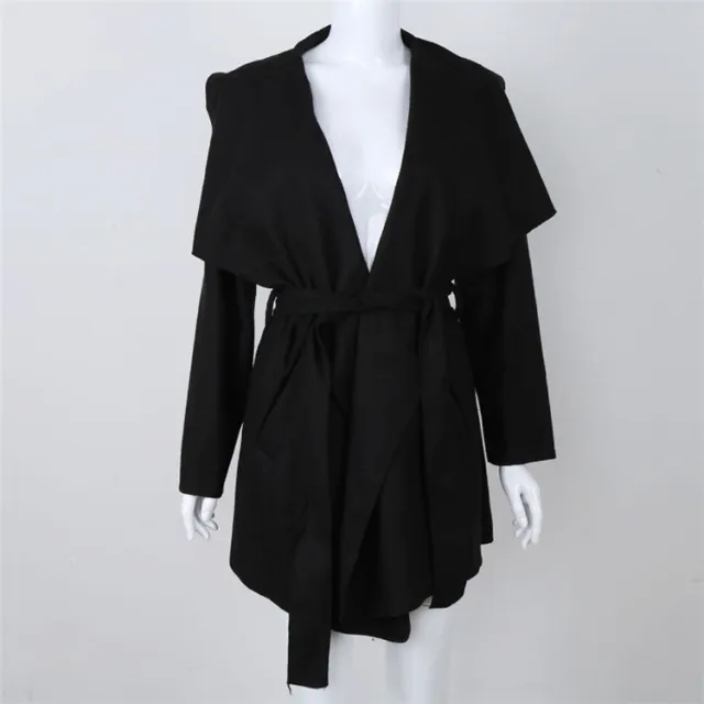 Mid length Slim Waist Solid Color Women's Trench Coat Black - Shop at LoveMi