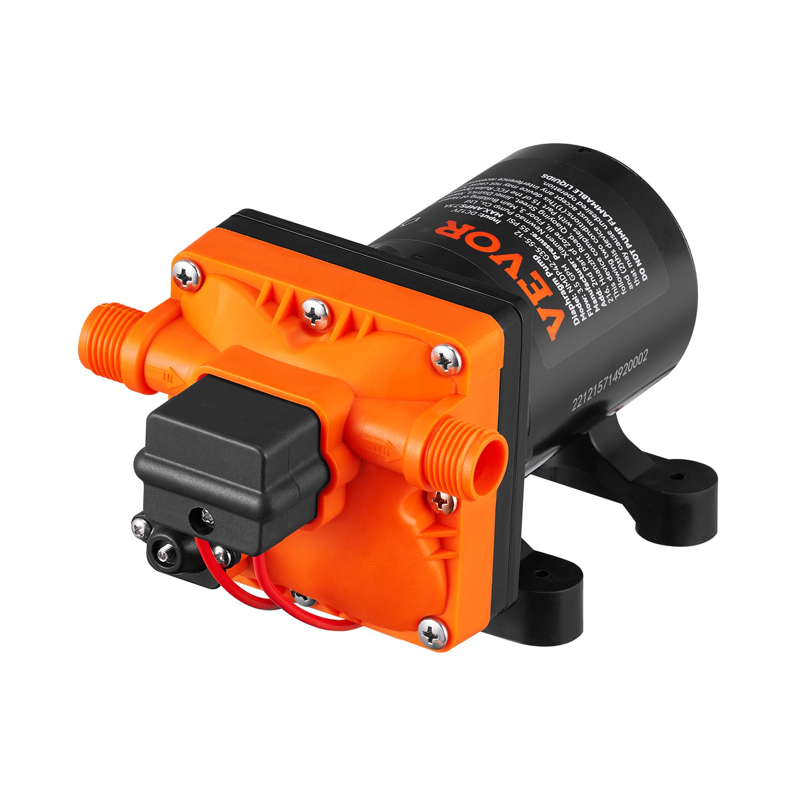 VEVOR Water DiaphragmPump, 12V DC, 3.5 GPM Flow, 55 PSI Rated Pressure 40-80 PSI Adjustable MNPT Self… image 7