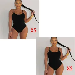 Sling Backless Tether Plus Size Solid Colour Triangle One-piece Swimsuit - Black - View 1