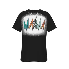 Women's Short Sleeves With Black And White Check Printing - Black - View 1