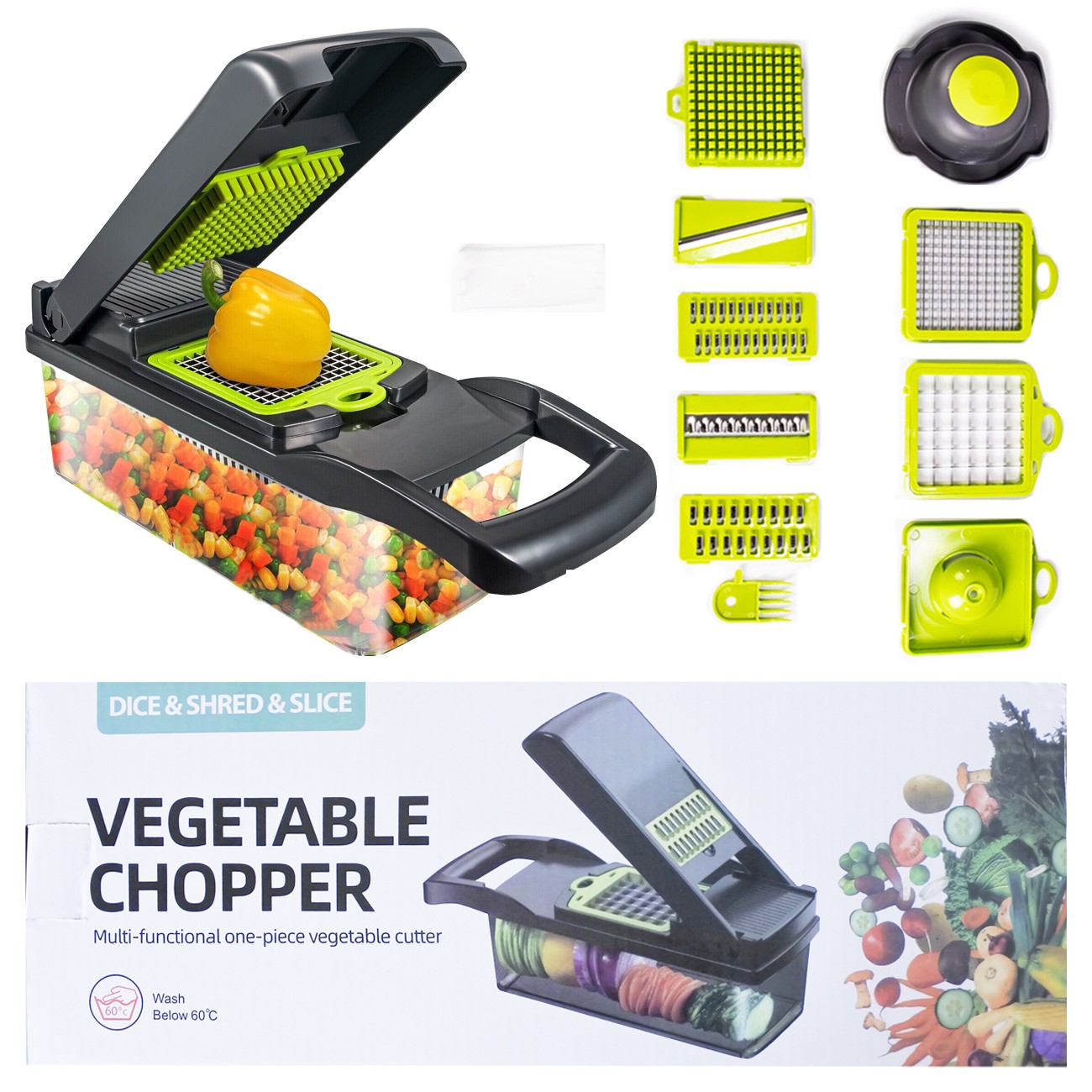 15-In-1 Vegetable Fruit Chopper Cutter Food Onion Photato Slicer Kitchen UK — image 10