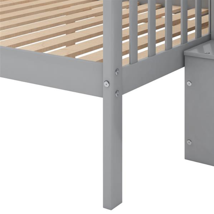 Twin Over Full Stairway Bunk Bed With Storage, Gray_voghion.com