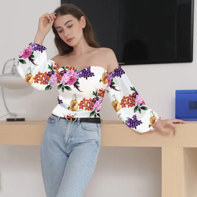 Off Shoulder Collar Wrapped Around Chest White - Shop at LoveMi