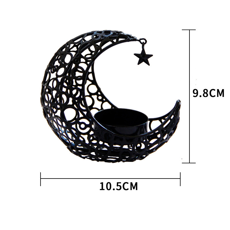 Crescent Moon & Star Candle Holder – Black & Gold Metal Home Décor - Image 8