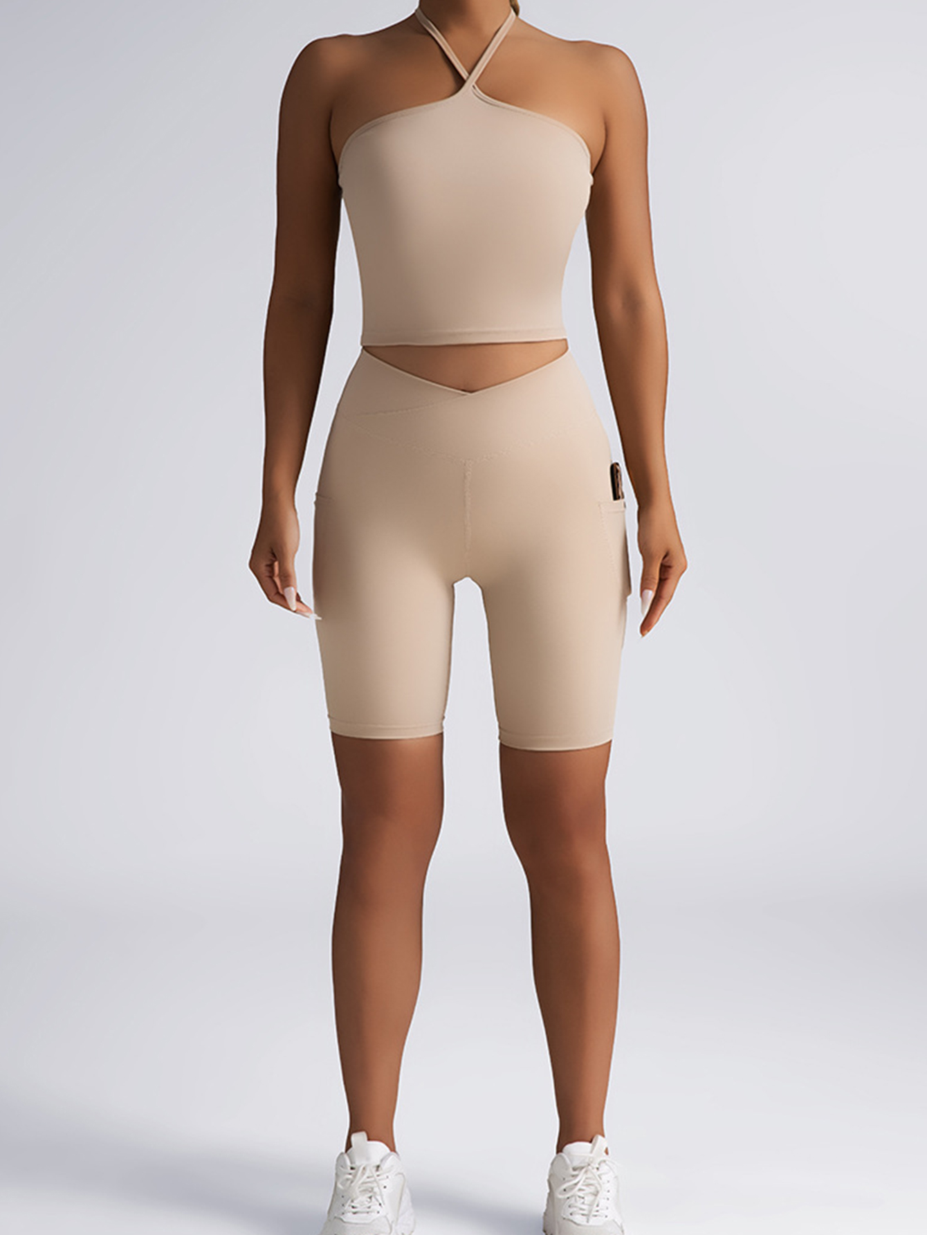 Women's Two-Piece Lounge Set - Casual Spring Outfit with Pockets - Picture 13 of 14