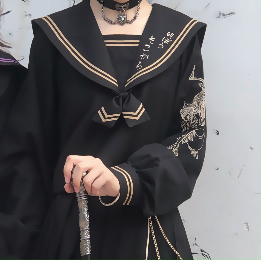 JK Uniform Spring And Summer Dark Bad Long Skirt