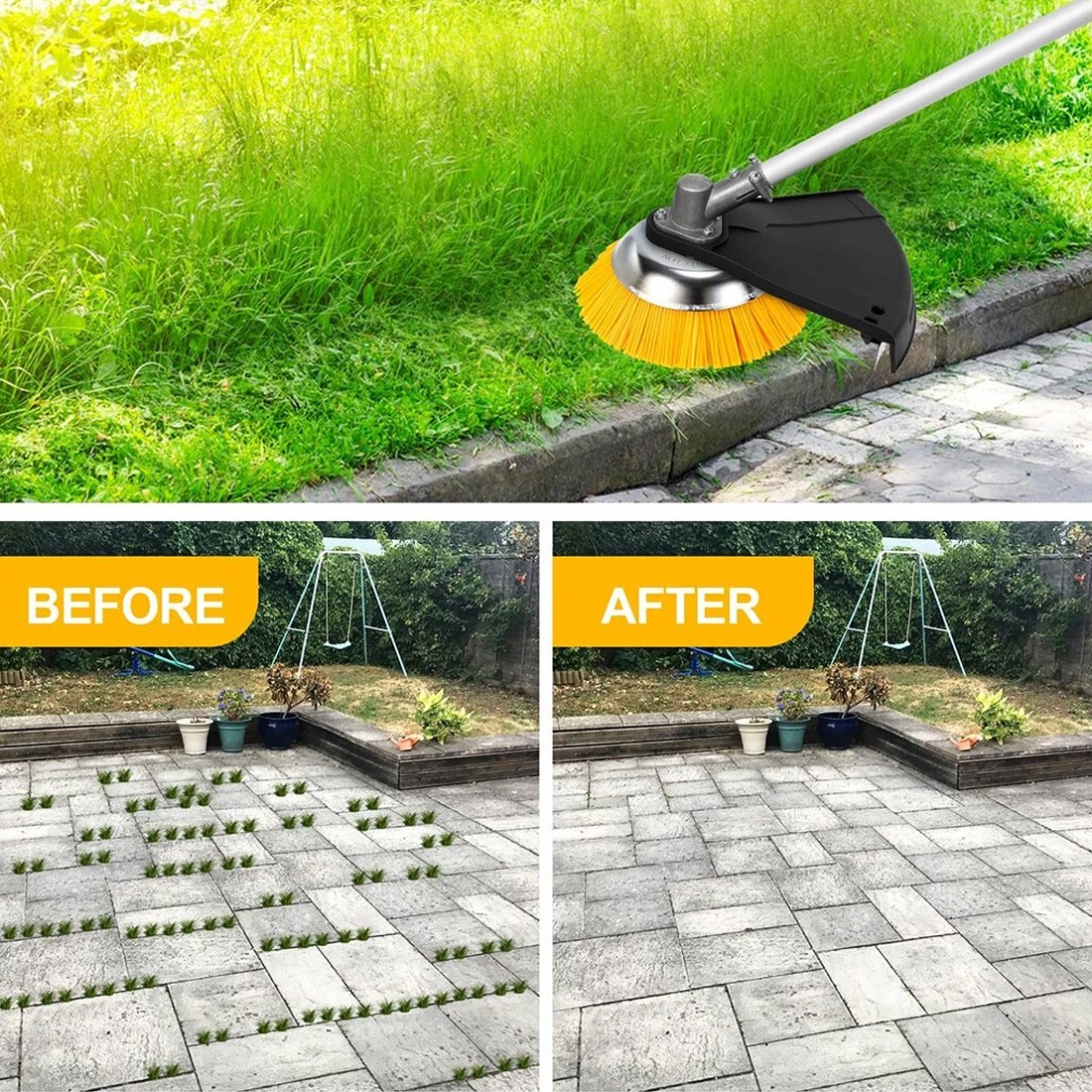 8 Inch Nylon Brushcutter Strimmer Brush Head For Moss And Path Weed Removal UK