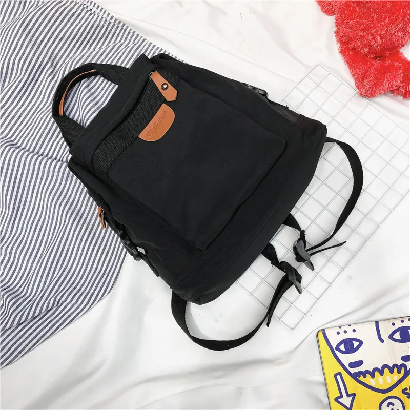 Super Korean Style Simple Girl Campus High School Student Schoolbag - Black