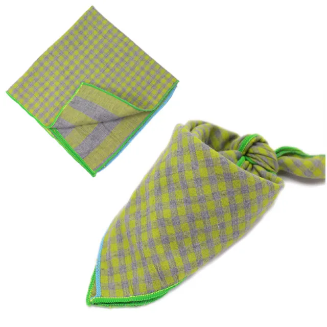 Plaid Double Sided Cotton Pet Scarf Grey Green - Shop at LoveMi