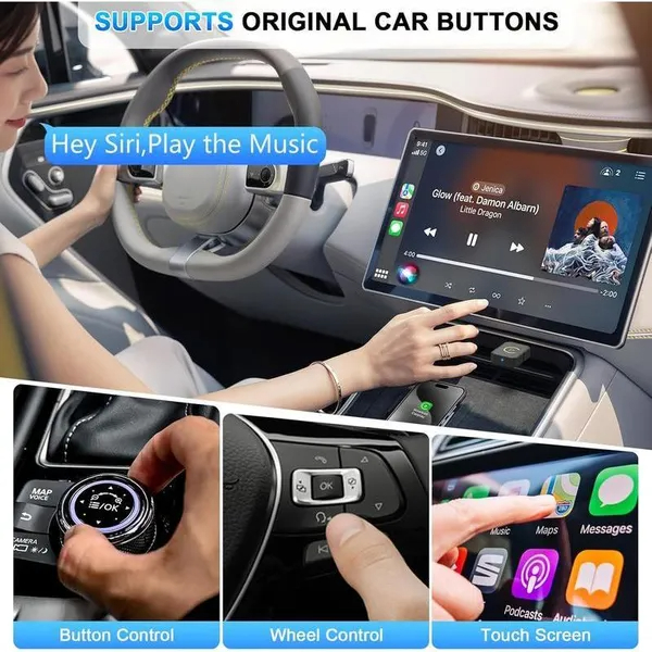 2 In 1 Wireless Apple CarPlay Adapter, For Both Apple And Android,converts Wired To Wireless, Suitable For Factory Wired CarPlay Cars From 2017