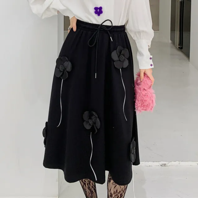 SKIRTwomen's Spring And Autumn Mid length Fashionable A line Skirt Black - Shop at LoveMi