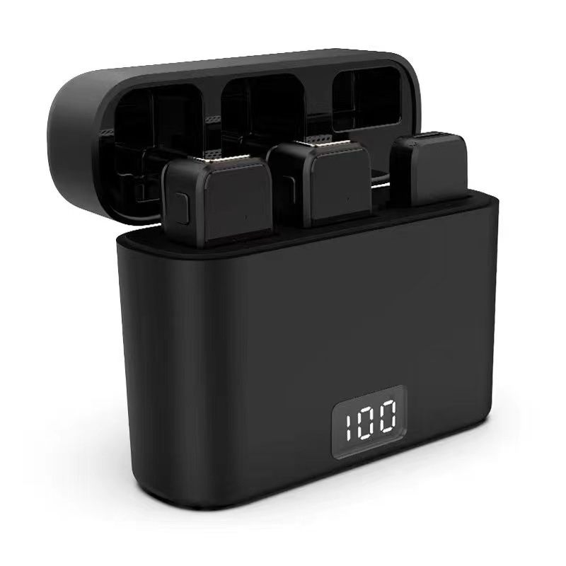 Wireless Collar Clamp Noise Reduction Microphone Charging Compartment With Function Display