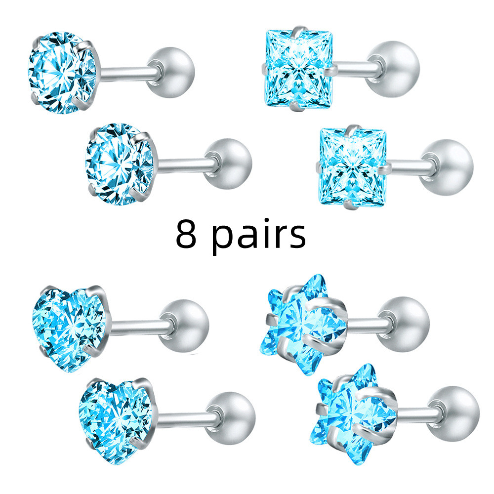 Zircon earrings stainless steel ear bone nails