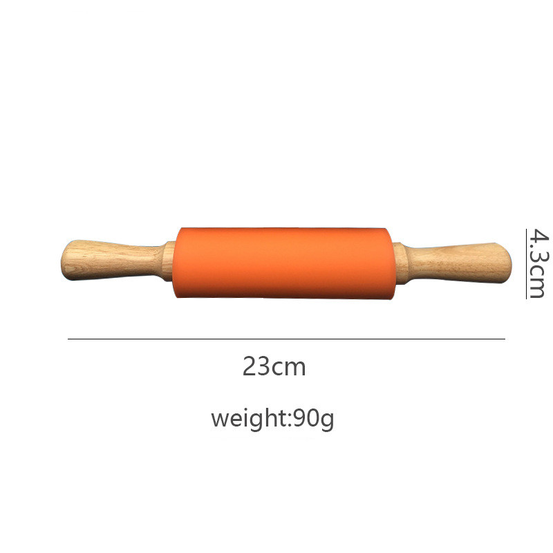 Title 4, Rolling Pin Silicone Rolling Wooden Handle Nood...