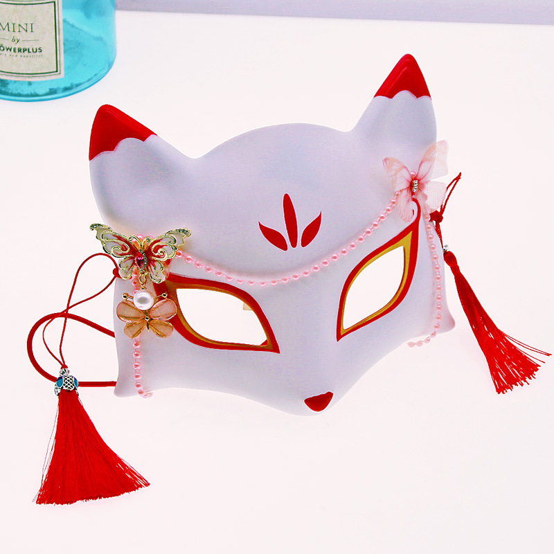 Hand Painted Japanese Hefeng Fox Mask Half Face — foto 6