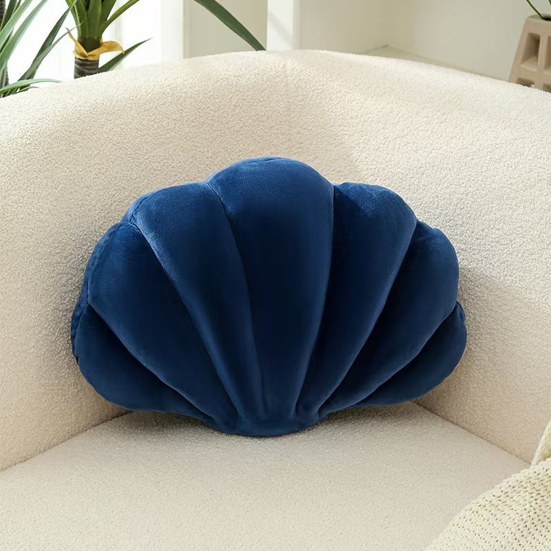 Pernă decorativă drăguță în formă de scoică, cu umplutură din bumbac PP, pentru canapea extensibilă și decor interior