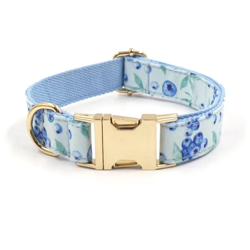Cute Blueberry Print Pet Out Chest And Back Leash Set - Collar