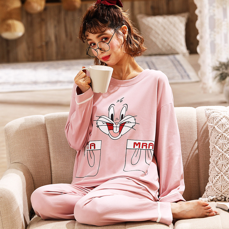 Title 3, Pajamas Ladies Long-sleeved Cotton Cartoon Suit...