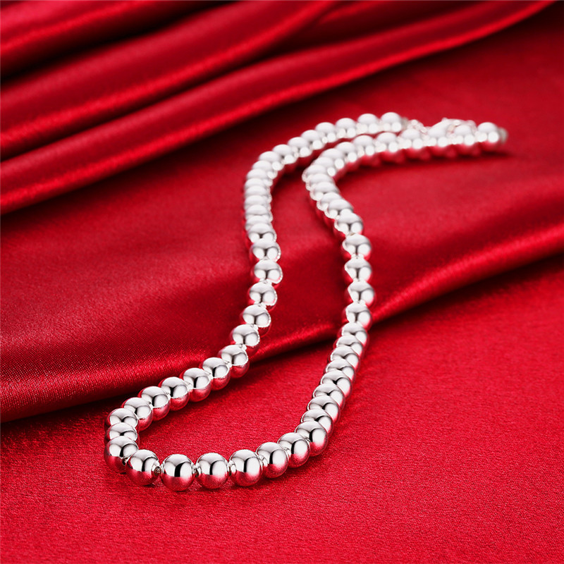 Silver Necklace 8M 10m Buddha Beads Hollow Necklace