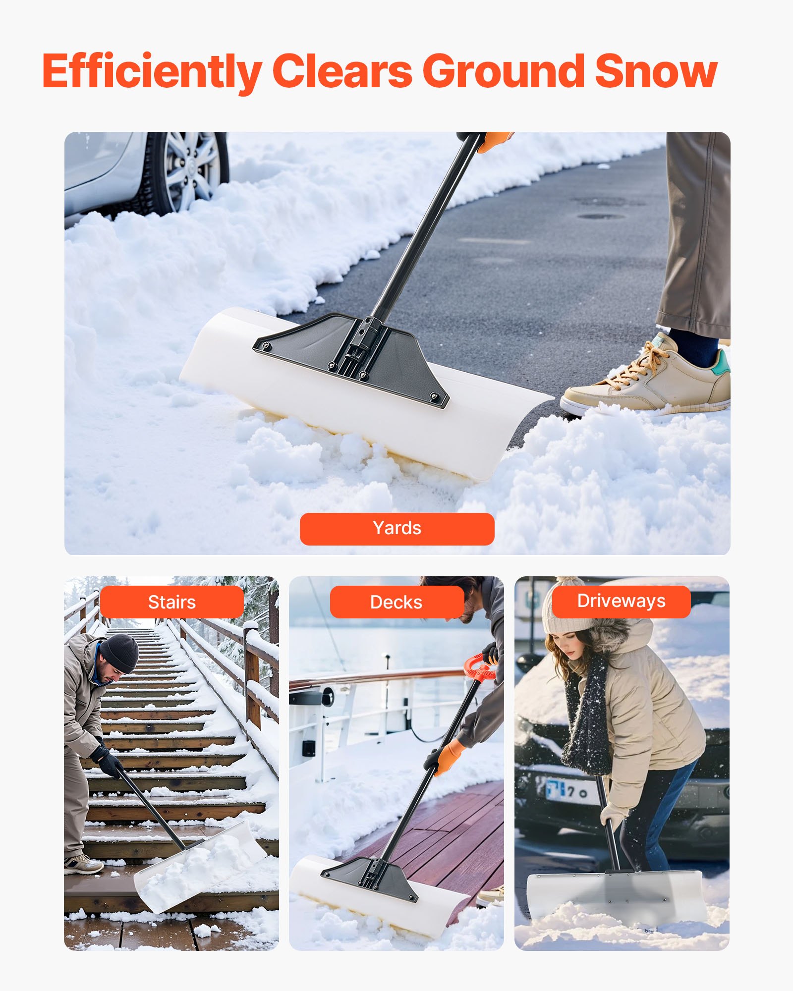 Plastic Snow Pusher Shovel 30in Heavy Duty Snow Plow For Driveway Ergonomic Grip image 7
