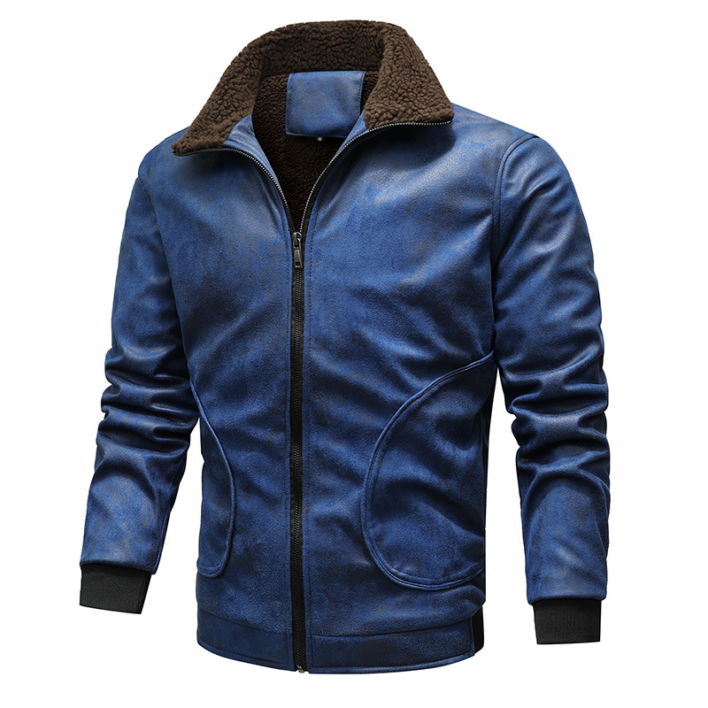 Lamb Wool Lapel Men's Retro Plus Lamb Thermal Jacket