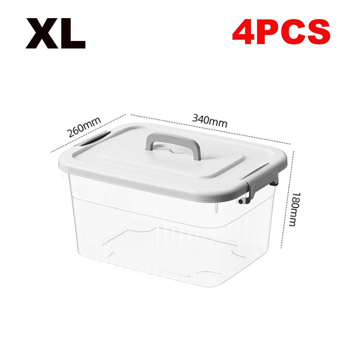 4PCS Clear Plastic Storage Boxes With Lids Stackable Box Home Office Kitchen UK — image 5