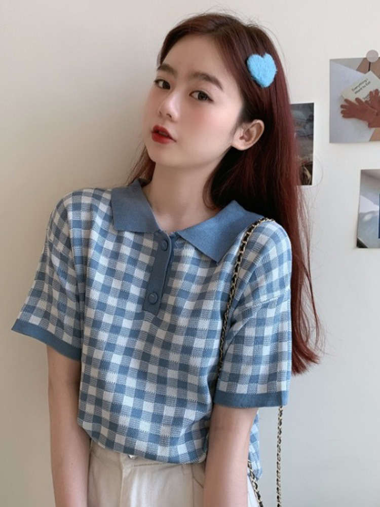 Title 3, Plaid Polo Collar Short-sleeved Small Student ...