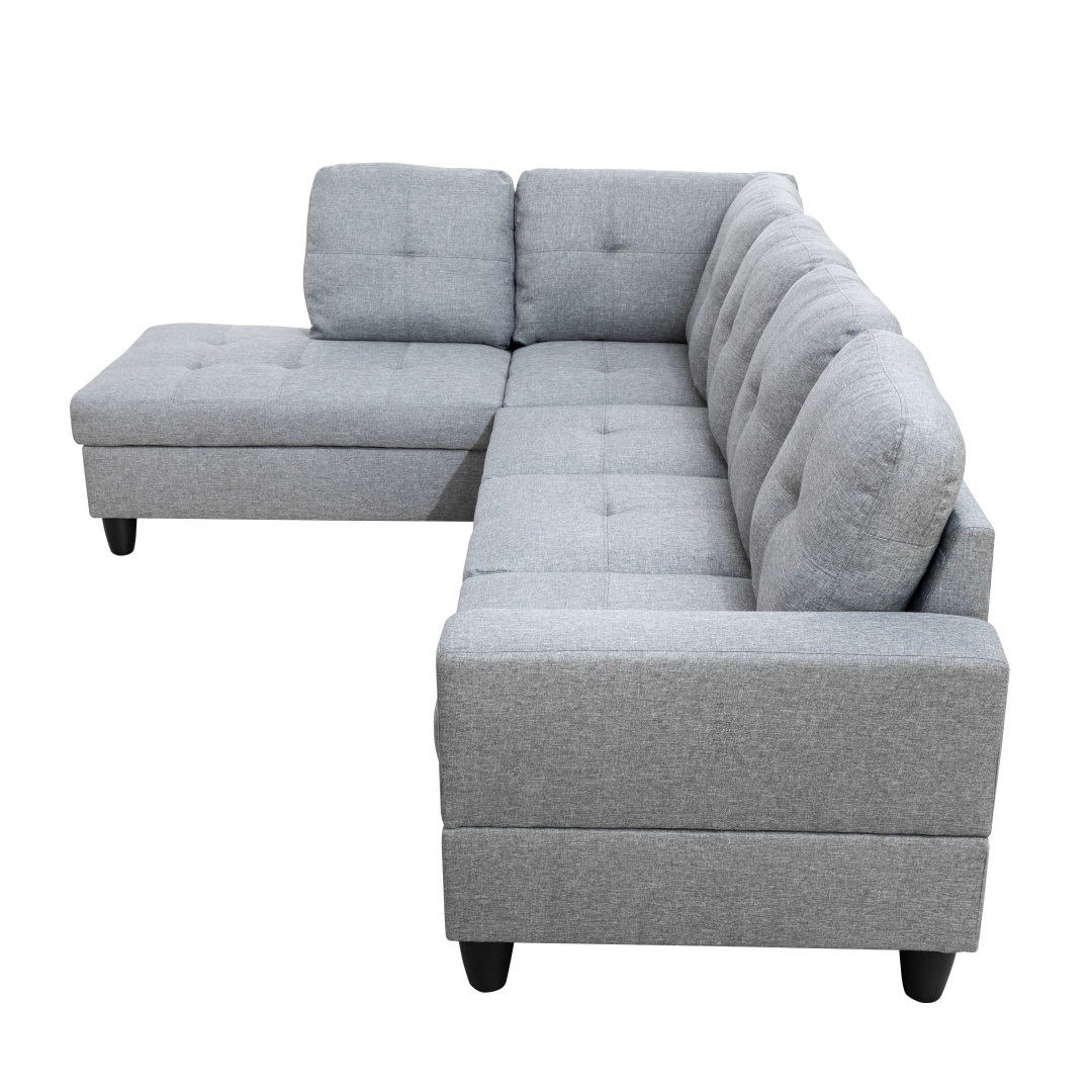 Pickup Only--Grey Linen 3-Piece Couch Living Room Sofa Set