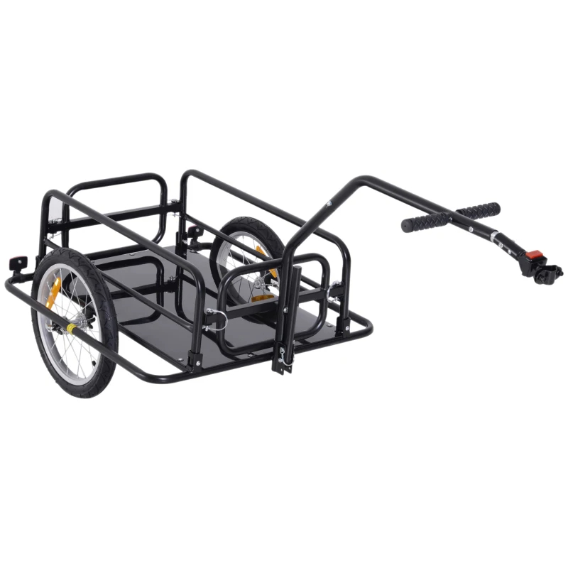 Foldable Bike Cargo Trailer Cart With Hitch, 88 Lbs. Capacity, Black