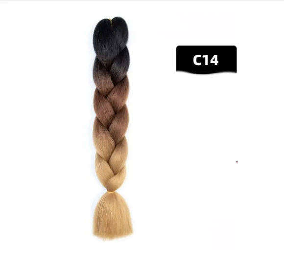 Color Big Braid African Chemical Fiber High Temperature Silk Wig Gradient C14 - Shop at LoveMi