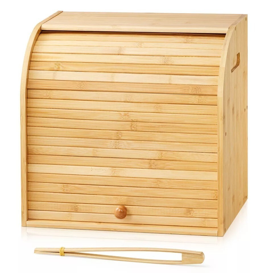 Bread Bin 2 Tiers Double Layer Box Slide Roll Top Food Storage Rack Home Kitchen — image 8