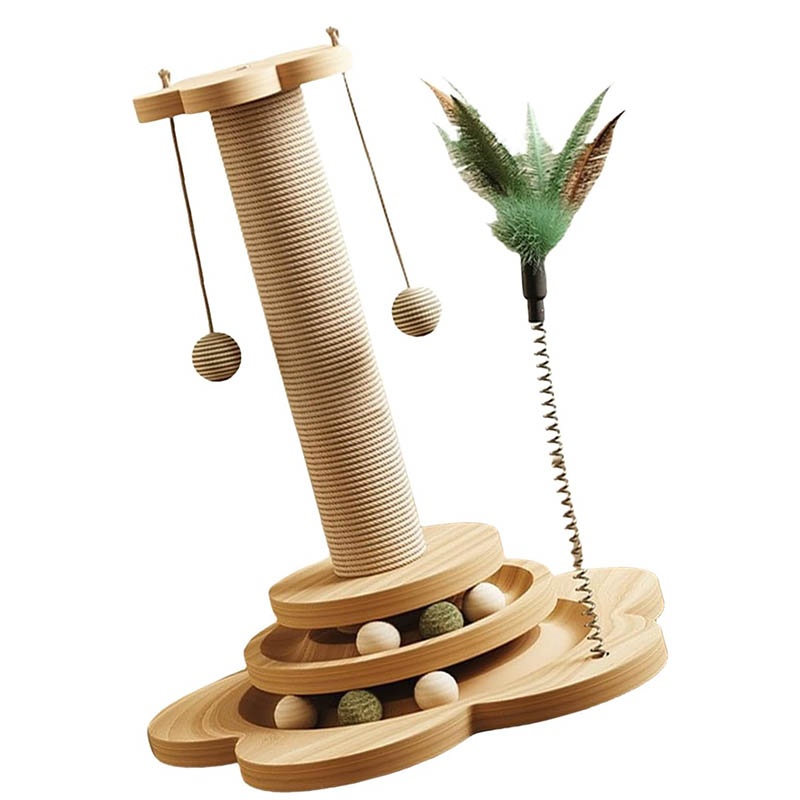 Cat Toy Solid Wood Turntable Funny Stick