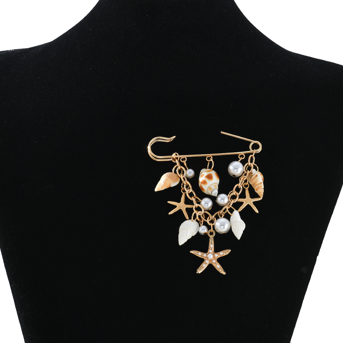 Starfish Conch Pearl Pendant Brooch, picture 3 of 4