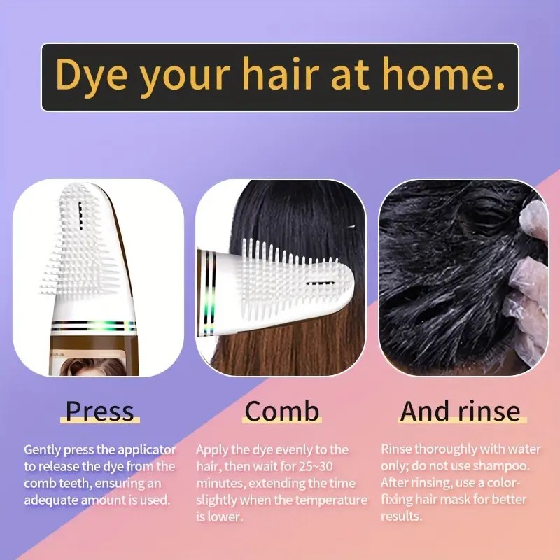 3-in-1 Black Hair Dye Shampoo, Can Cover Gray Hair, Contains Herbal Ingredients, Including Ginseng Extract, Natural Coloring.