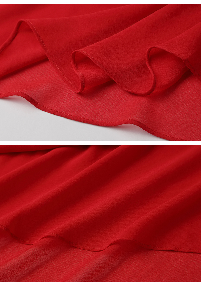 Waistband Shows Thin Pure Color Chiffon Skirt