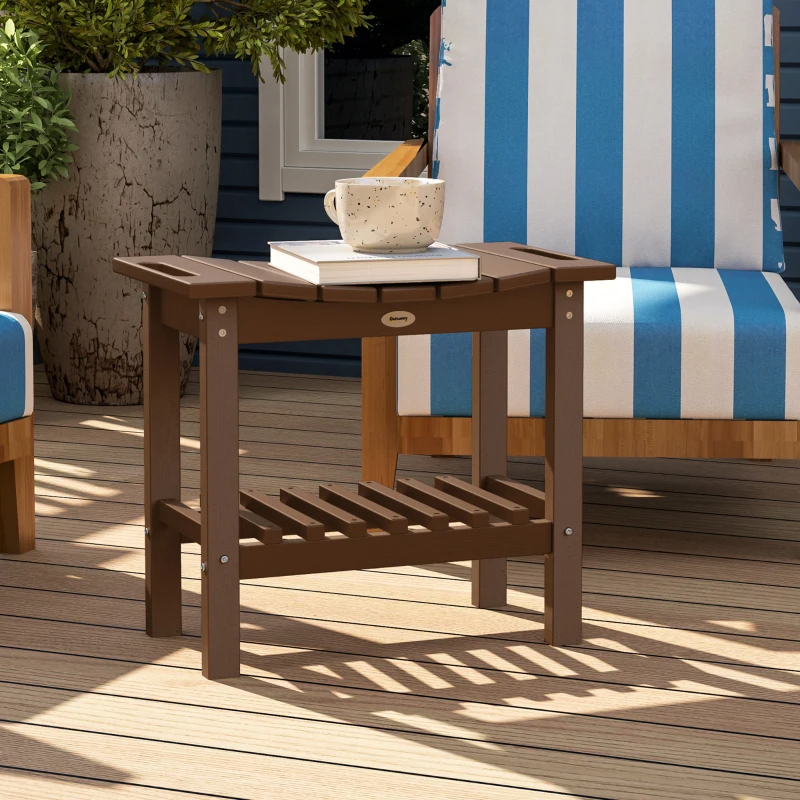 HDPE Shower Bench, Waterproof Shower Stool With Handle, Storage Shelf, Non-Slip Pads For Indoor Outdoor, Brown