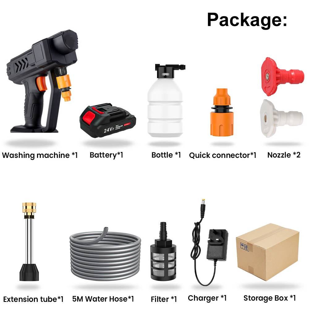 2 Battery Cordless Car High Pressure Washer Jet Water Wash Cleaner Gun Portable 16