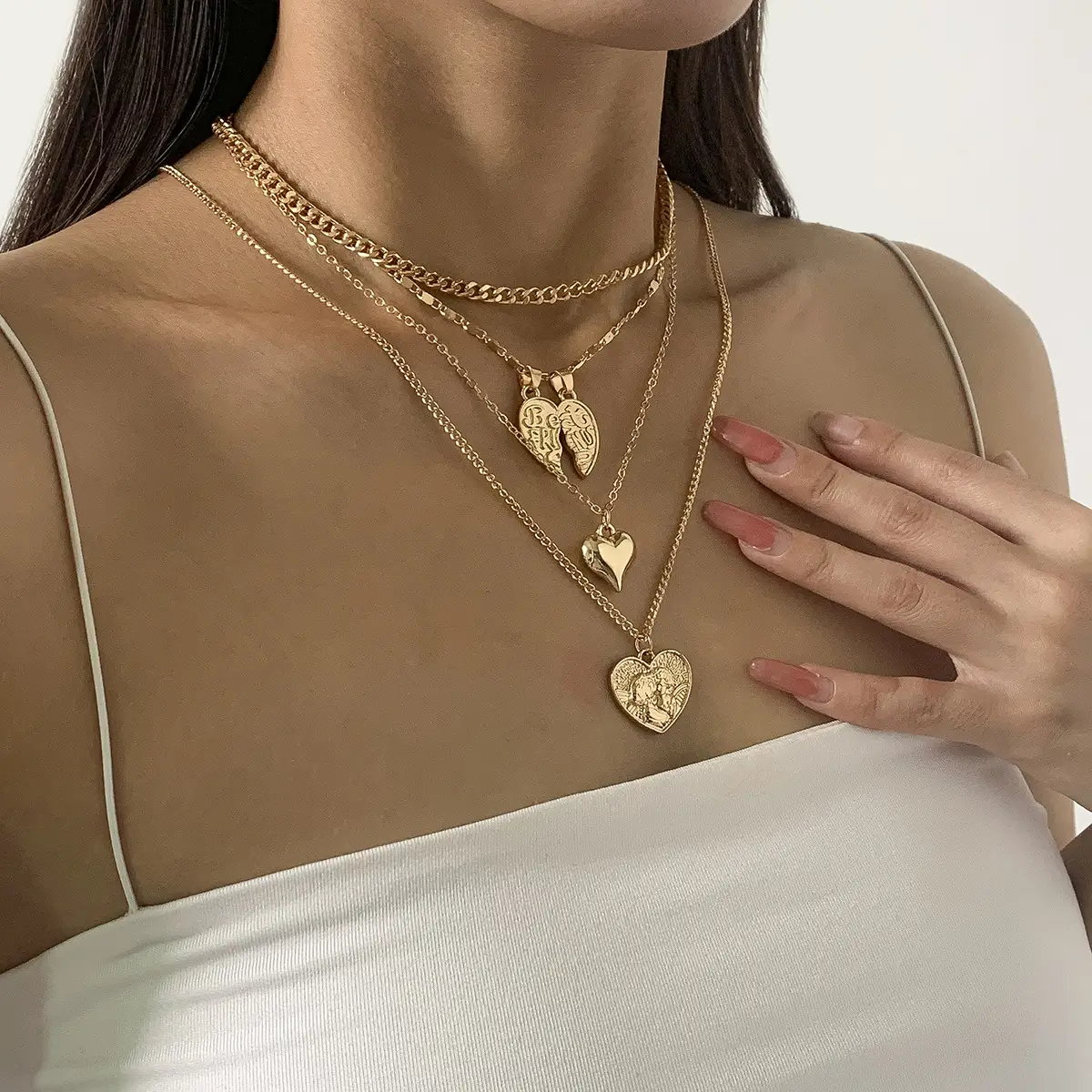 Cross-border Jewelry Letter Heart Pendant Multi-layer Clavicle Necklace
