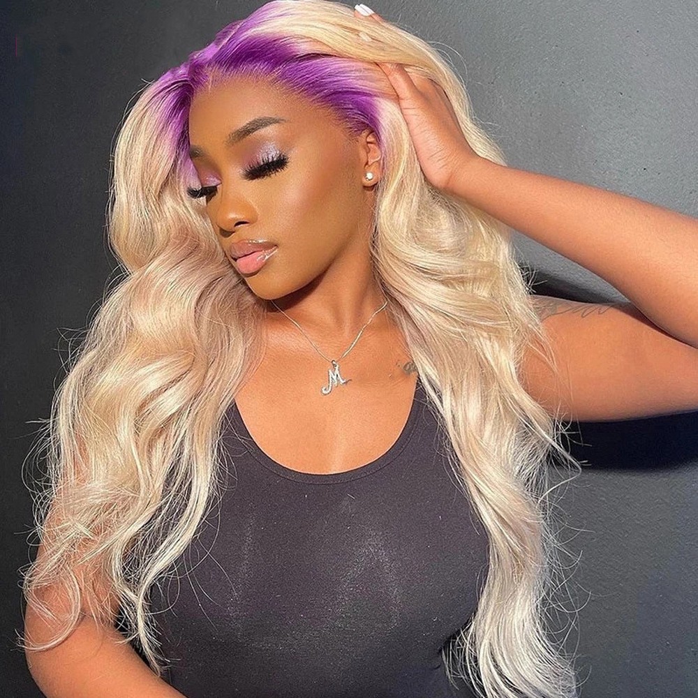 Simple Root Dyed Purple Human Wigs — foto 8