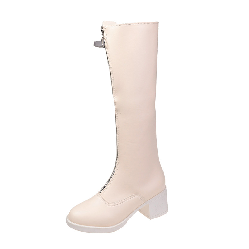 All-match Thick-heeled Zipper Over-the-knee Boots Were Thin