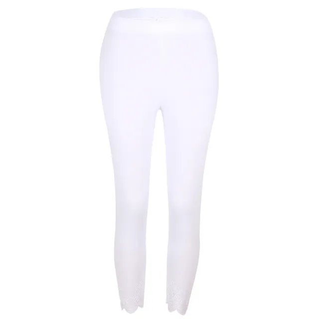 Slim Slimming Printed Cropped Trousers White - Shop at LoveMi