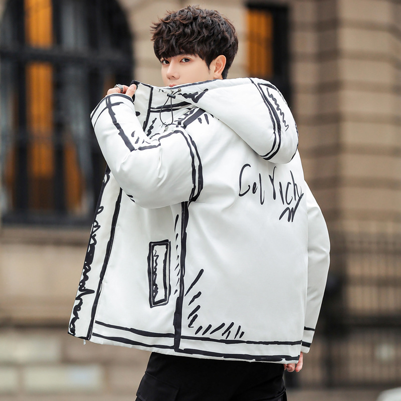 Title 4, Japanese Creative Graffiti Padded Coat Bois Thi...