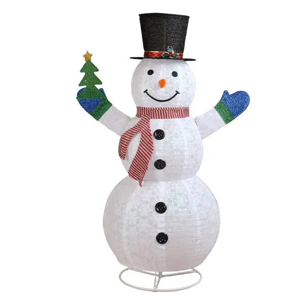 5.7FT Lighted Snowman Holding Small Tree Christmas Yard Decorations, Pre-lit Pull Up Snowman With 200 Warm White LEDs, For Xmas Outdoor Holiday Ind...